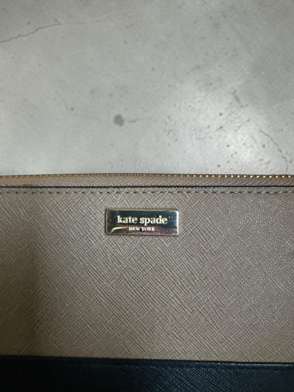 kate spade Two-Tone Zip Wallet in Taupe and Black - Picture 2 of 7